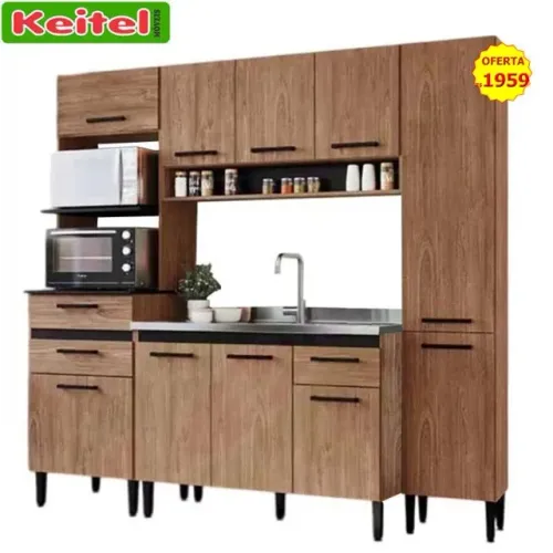 Cozinha Modulada Giovana 4 Peças Freijó / Preto