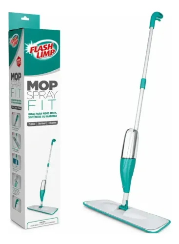 Mop Spray Fit Microfibra Verde Reservatório 365ml Flash Limp