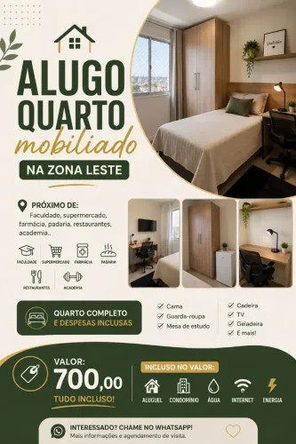 Quarto mobiliado zona leste 