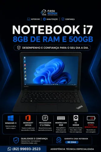 Notebook i7 8gb de RAM HD de 500gb