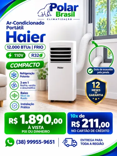 Ar condicionado portátil 12000btu 127v - Haier - NOVO