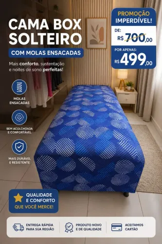 Promoção imperdível por apenas 499 Cama box solteiro nova com molas ensacadas conjugada