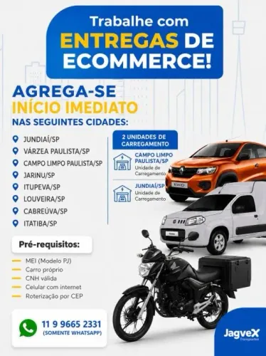 Agrega-se veículos inicio imediato