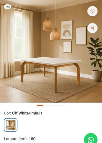 Mesa de Jantar - 6 Lugares - 1,80cm - MDF Off White (Usada)