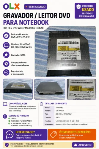 Drive Gravador DVD Notebook Samsung Original