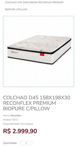 Colchão+Cama Box Queen 158x198D45 Biopure Reconflex/Novo de Fábrica/Promoção/Ler Descrição