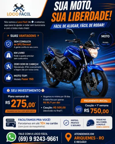 Aluguel moto locofácil ariquemes 