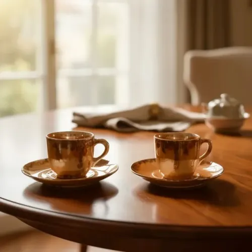 Duas xícaras de cafezinho em porcelana