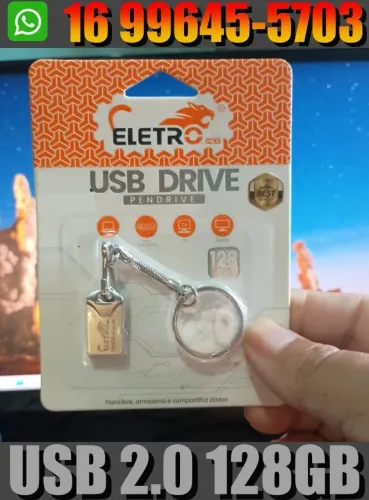 Pen Drive USB 2.0 128GB Metalico Chaveiro