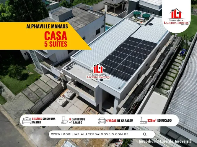 Alphaville Manaus 4, Duplex 5 suites sendo 1 master, 328m², ENERGIA SOLAR