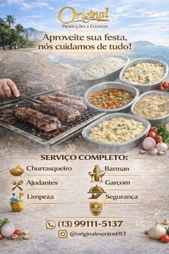 Churrasqueiro, Barman, Guarnições , aproveite sua festa nós cuidamos de tudo!