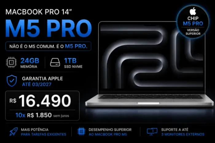 MacBook Pro 14 24GB 1TB - M5 Pro - Impecável - Garantia até 03/2027