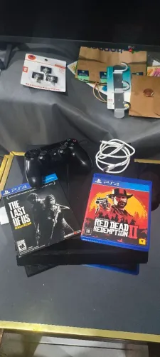 PS4 Fat 500GB + 1 Controle + RDR2 + The Last Of US - Completo
