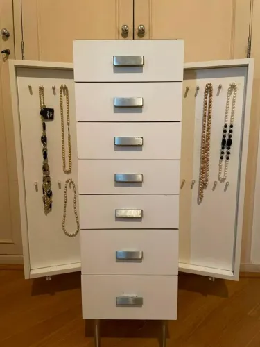 Gaveteiro Porta-Joias Branco 7 Gavetas + Portas Laterais | Ótimo Estado