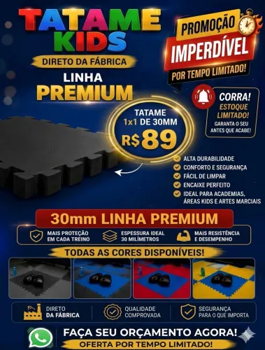 Tatame EVA 1x1x30mm linha premium LOJA DA FÁBRICA 