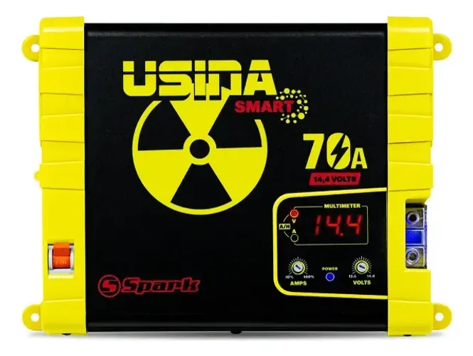 Fonte Carregador Usina 70a Bivolt Automático Digital 14.4v Cor Amarelo