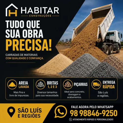 Areia, Brita e Piçarra com Entrega Rápida