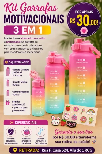 Kit de garrafas 3 em 1