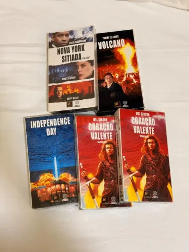 Kit VHS Lacrados - Coração Valente, Independence Day, Nova York Sitiada + Volcano