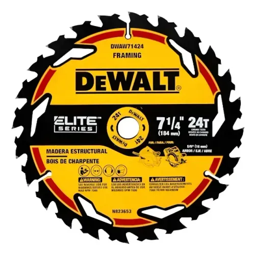 Disco Lâmina de Serra Circular Elite Series? 7.1/4" 184mm x 5/8'' x 24 Dentes Dewalt