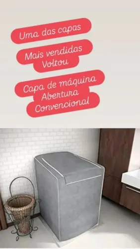 CAPA PARA MÁQUINA DE LAVAR ROUPAS CINZA