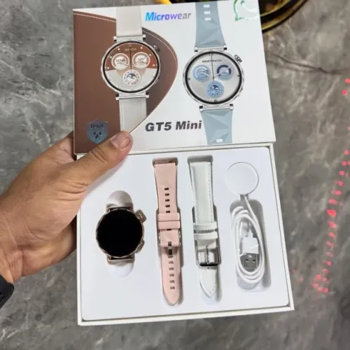Smartwatch GT5 Mini Microwear Tela HD Feminino IP68 Kit 2 Pulseiras