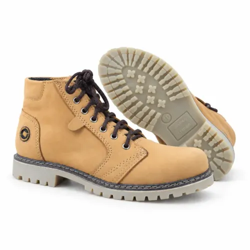 Bota Coturno De Couro Amarelo
