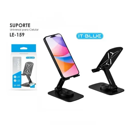 Suporte Celular de Mesa Giratório Dobrável em Metal