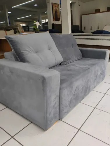 Sofá retrátil cinza flash 3 lugares