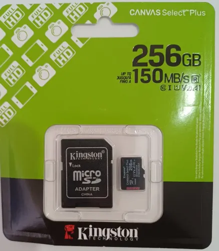 Cartão de Memória Kingston 256GB MicroSD Canvas Select Plus | Original Lacrado<br>