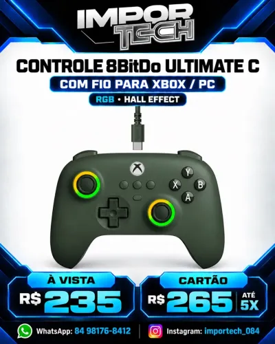 Controle 8bitdo Ultimate C Com Fio Para Xbox/PC.