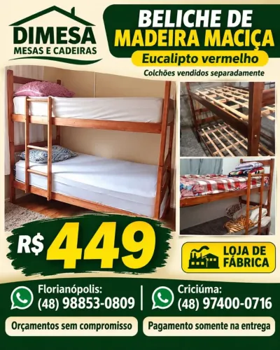BELICHE MADEIRA MACIÇA Direto da fábrica. Pague na entrega *?