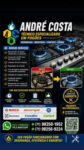 Concerto de fogões e instalações de gás