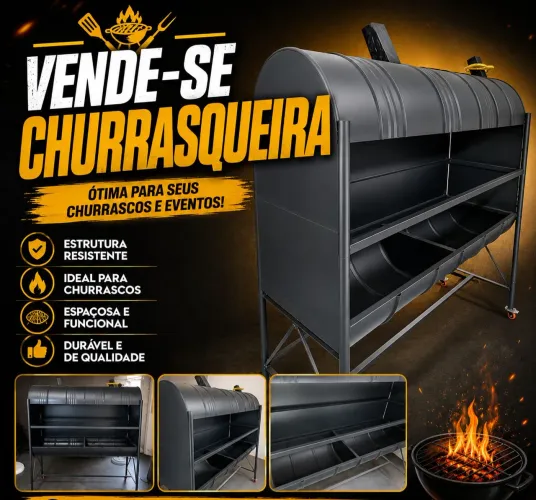Churrasqueira a Carvão Reforçada (Nunca Usada / Feita Sob Encomenda)
