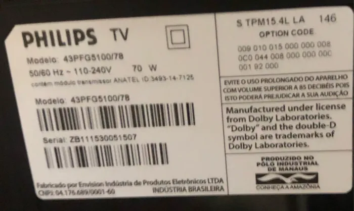 [VENDO] Smart TV Philips 43" (Modelo: 43PFG5100/78) - Tela Trincada / Para Peças