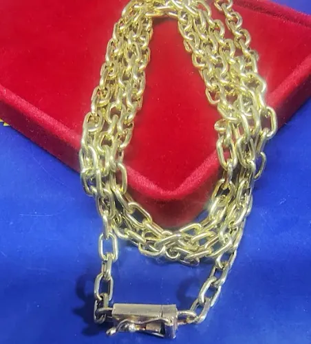 Cordão Cadeado Masculino Ouro 18 Kilates Peso 12.50 Gramas 65 Cm 3.50 mm Oco VALOR 8.600.0