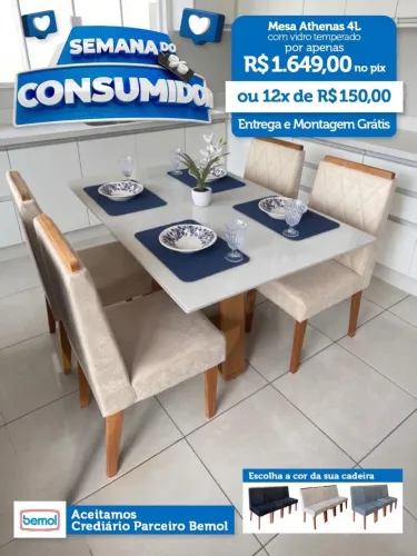 Mesa 4 lugares R$1649,00