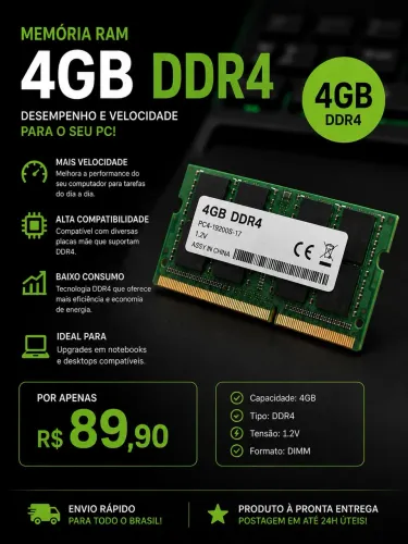 módulo de memória RAM 4 GB DDR4