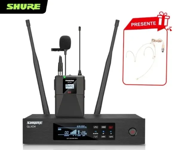 Microfone sem fio Sistema Digital Sem Fio SHURE QLXD4-Áudio De 24 Bits , Sinal De 100 M