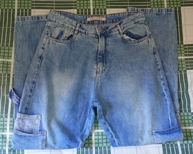 calça jeans cargo