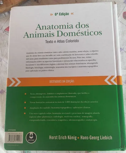 Livro para estudantes de medicina veterinária."ANATOMIA DE ANIMAIS DOMESTICOS "