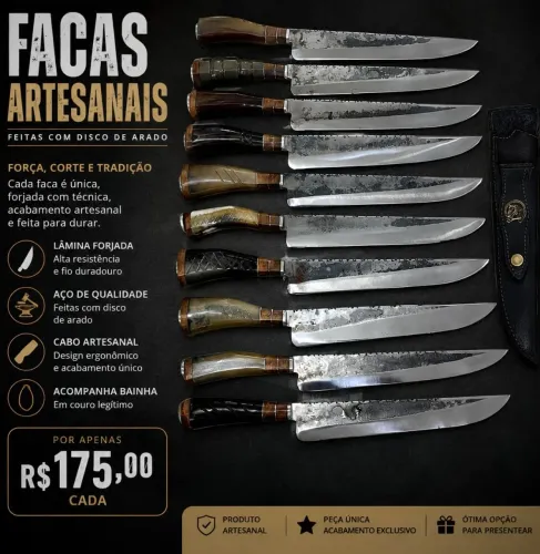 Faca artesanal disco de arado
