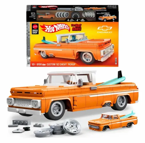 Blocos de Montar Caminhonete 1962 Chevy Pickup 858 peças Detalhes em Metal Mattel