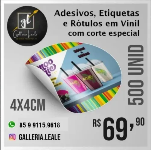 Adesivos, Etiquetas e Rótulos em Vinil com corte especial 4x4CM
