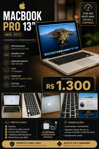 MacBook 2012 10gb de ram e 500gb de SSD