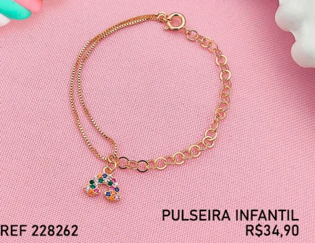 Pulseira Infantil Folheada Ouro Arco-íris