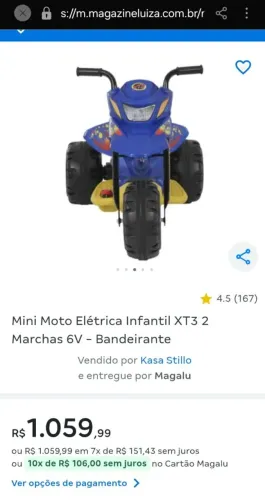 Mine moto elétrica bandeirantes