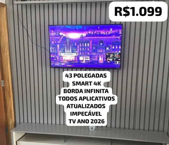 TELEVISÃO 43 POLEGADAS SMART 4K BORDA INFINITA FAÇO ENTREGA SEM CUSTO DEIXO INSTALADA