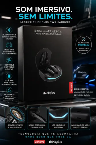 Fone Bluetooth Lenovo thinkplus