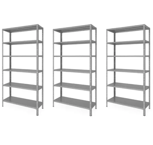3 estantes de aço 6 bandeijas 60 cm